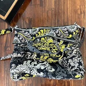 Vera Bradley Floral Bag - Black, Yellow, Gray
